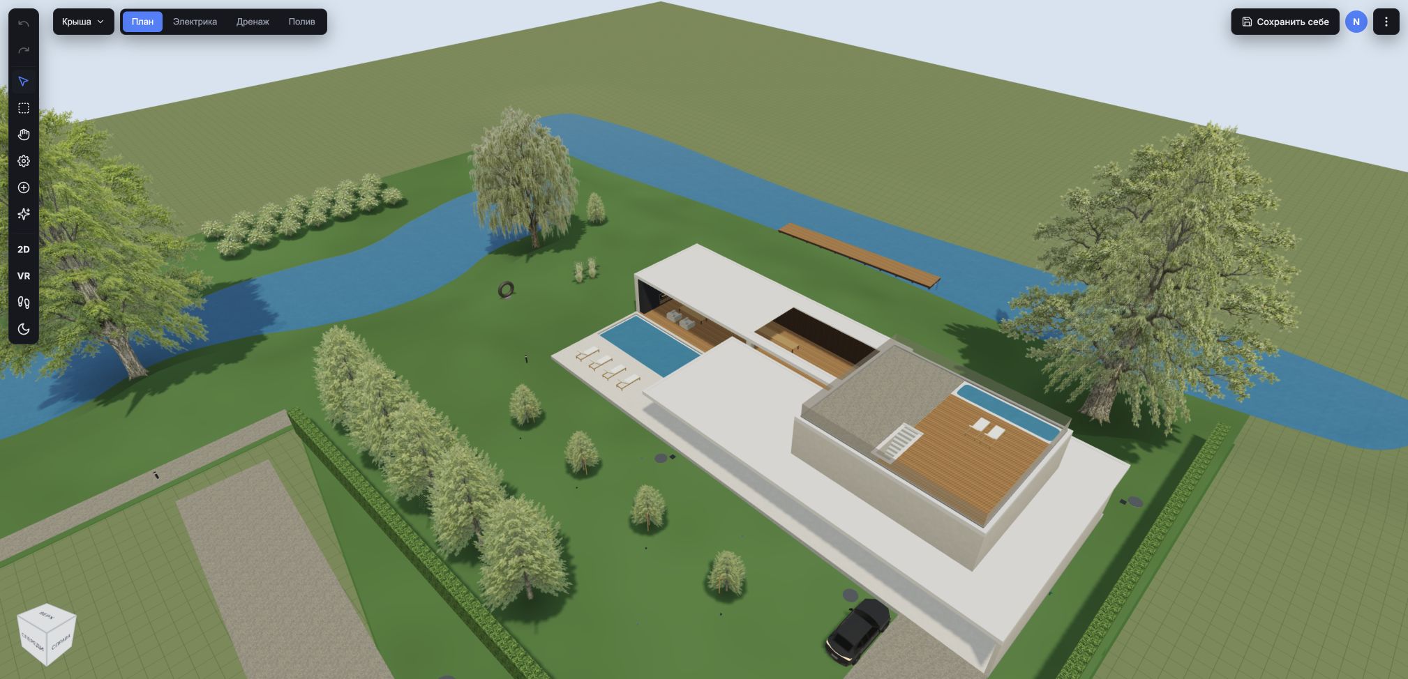 A house model in the Gardmi editor, based on a published design with assumptions and simplifications.