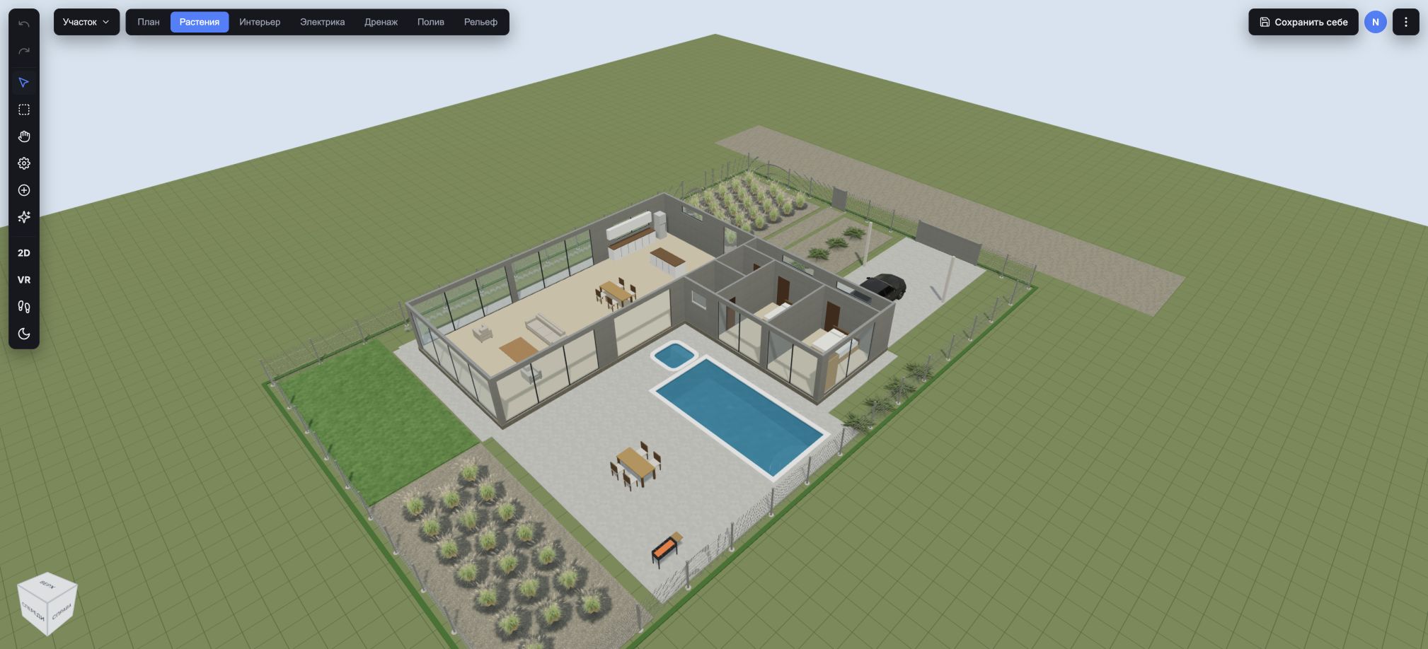 A model based on a published house design. The roof is hidden in the editor to show the layout and furniture.